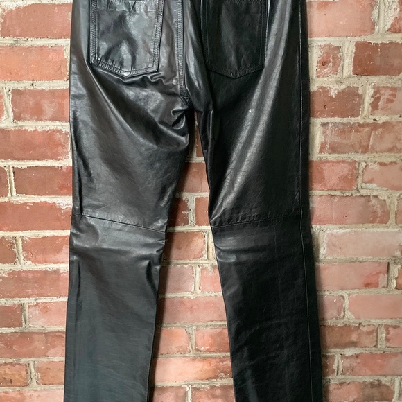 Vintage Earl Jeans Black Leather Pants Size 26 - Picture 6 of 7